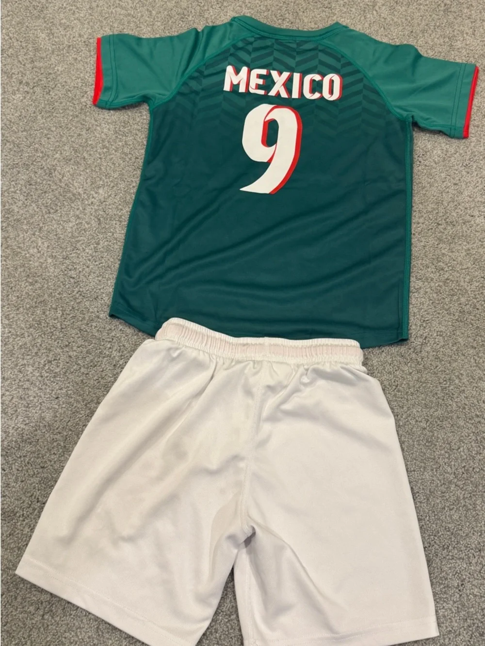 Mexico Soccer Jersey & White Shorts Set with Red Accents